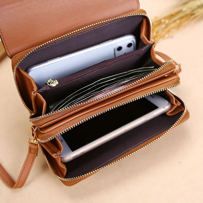 New Women Pu Leather Handbags Female Multifunctional Large Capacity Shoulder Bags Fashion Crossbody Bags For Ladies Phone Purse