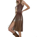 Long Fringed Suspender Belt Decorative PU Waist Cincher Corset For Club Wear - Visuel 3 | SAMAG