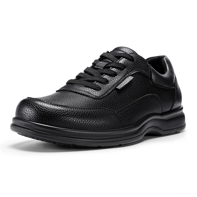 Fitville Men'S Business Leather Shoes Wide Design Casual Oxford Shoes  Non-Slip Water-Repellent For Swollen Feet With Adjustable