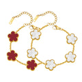 18K Gold Plated Floral Bracelets, Stainless Steel Charm Bracelet Non-Tarnish, Adjustable Lucky Chain Set Trendy Gift