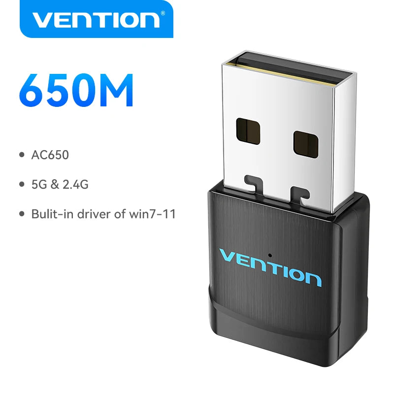 Vention WiFi Adapter AC650 WiFi5 5G&2.4G USB Card Dongle for PC Desktop Laptop Antenna Ethernet Network - Visuel 10 | SAMAG