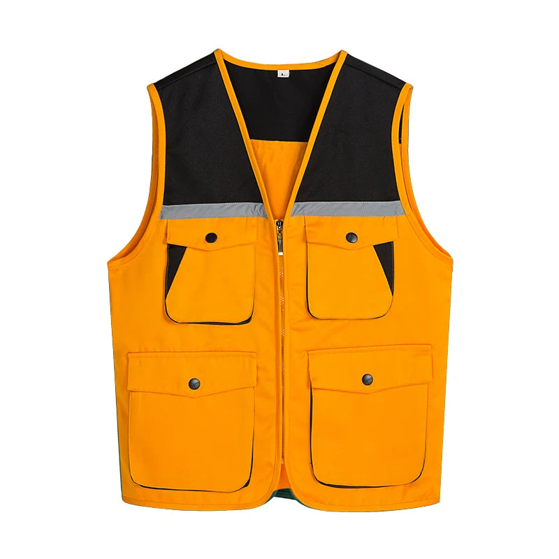 Men's Outdoor Vest Hiking Fishing Hunting Photography Multi-Pockets Multi-Function Maintenance Worker Waistcoat Print Logo