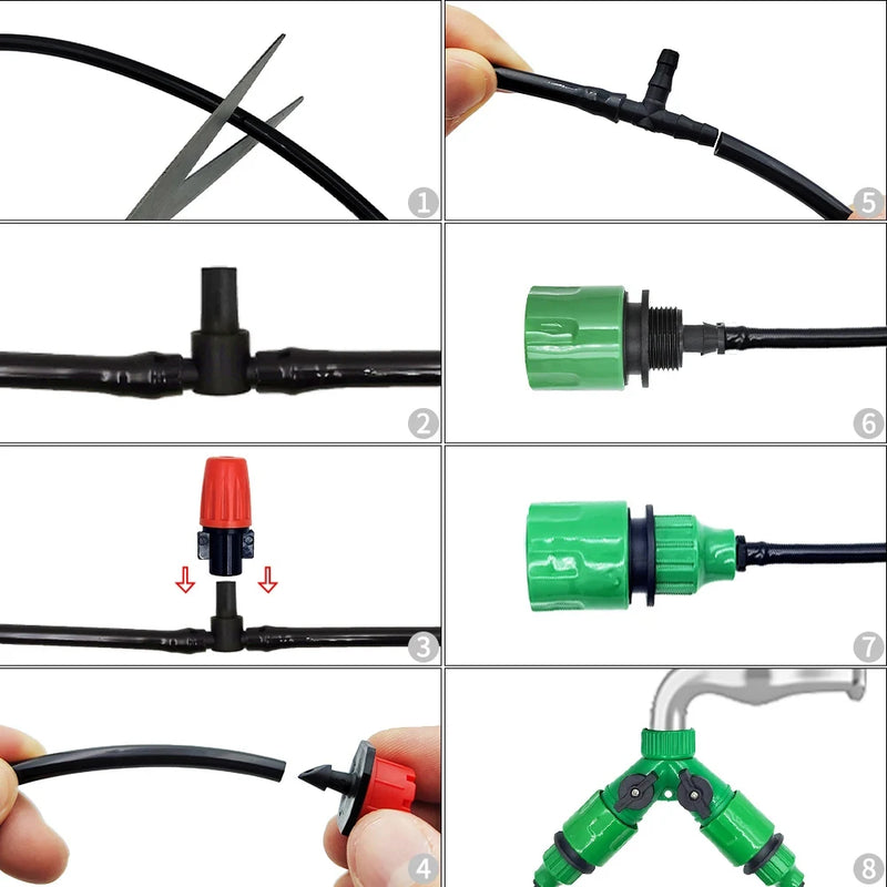 148pcs/set Automatic Watering Drip Irrigation Sprinkler Kit For Garden And Yard Cooling, Dust Removal And Irrigation System