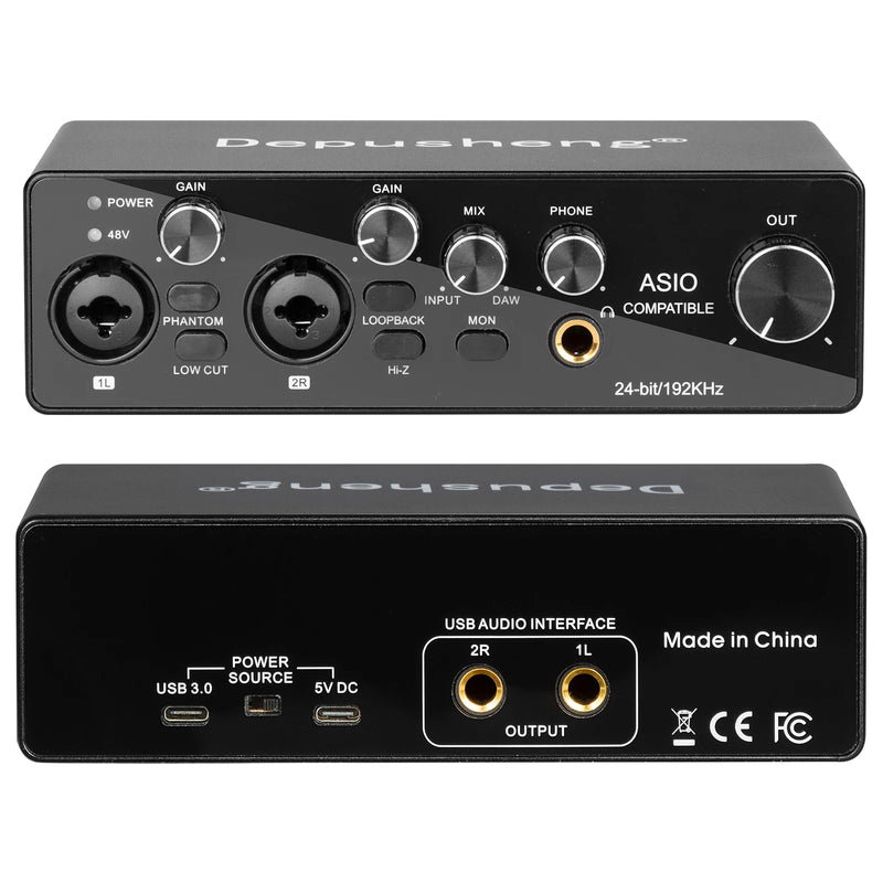 MQ22/44 ASIO Audio Professional Sound Card 2/4 Channel USB Audio Interface for Live Recording