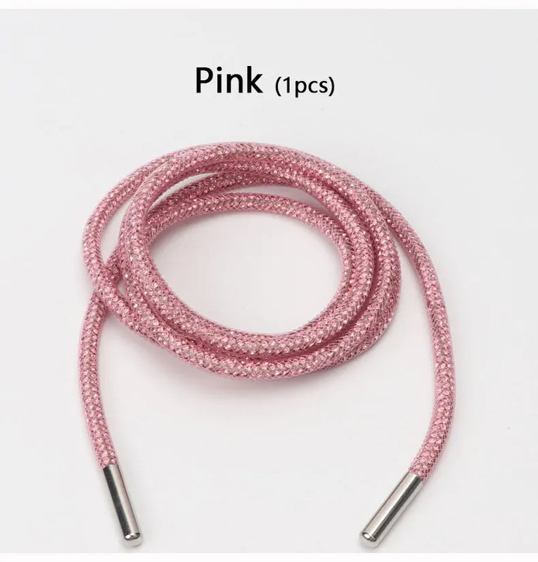 Colorful Shiny Shoestrings Sneakers Luxury Crystal Rhinestone Rainbow Diamond Shoelaces Round Clothes Bags Belt Shoe Accessories