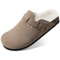 Kidmi Winter Casual Mules For Women and Men New Clogs Slippers With Adjustable Buckle Cow Suede Cork Insole Cozy Women's Sandals