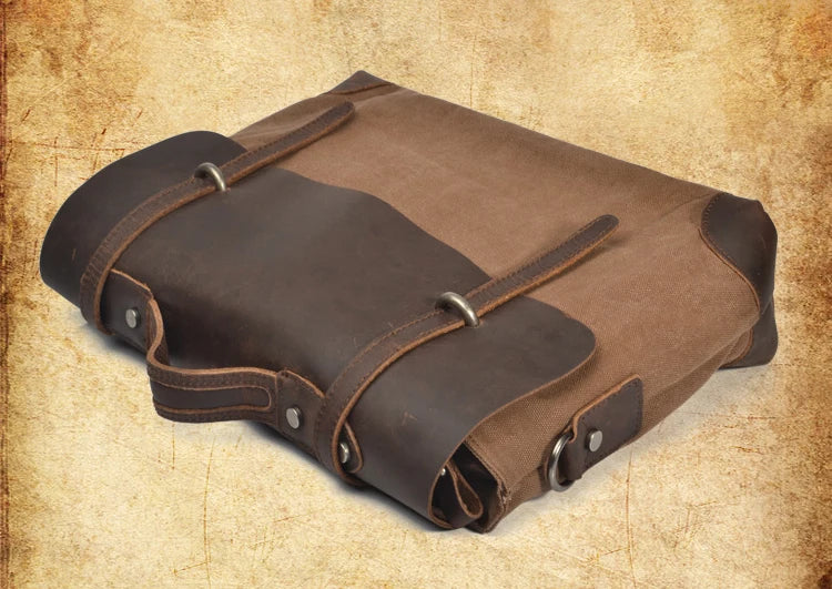 Vintage Military Canvas Leather Men Messenger Bag Men Shoulder Bag Men Bag tote Handbag Leather Briefcase Crossbody Bag Sling