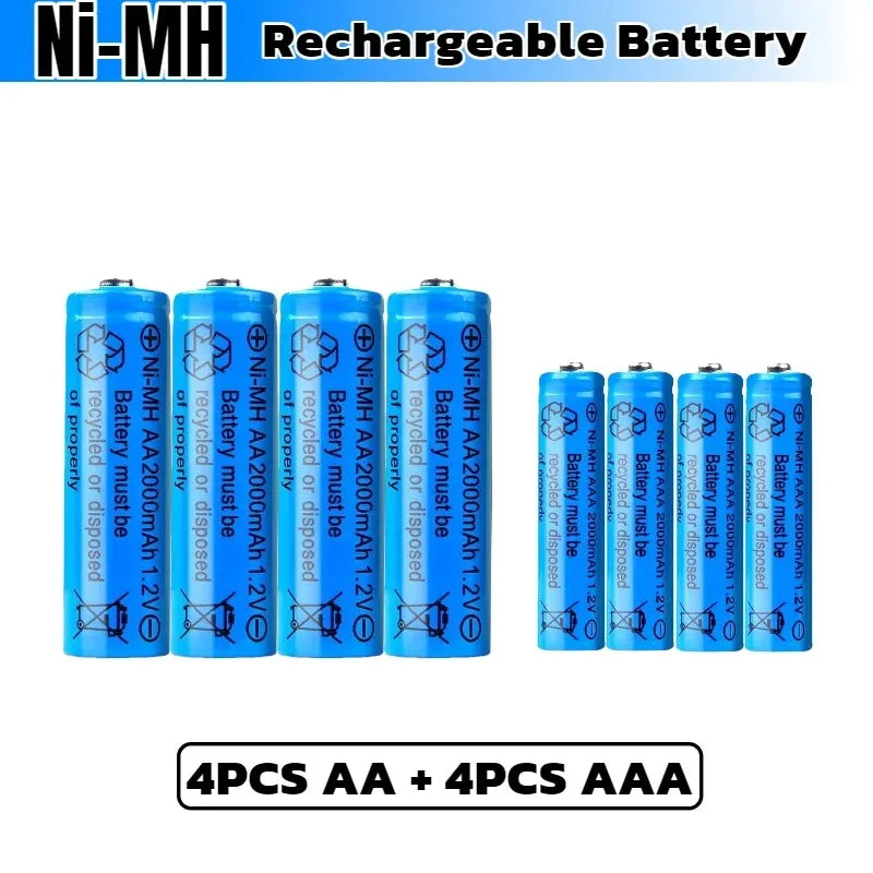 AA AAA 2000mAh 1.2V 1-60 Pcs Battery Rechargeable 2A 3A Ni-MH Batteries with Quick Charger for Toys Mouse Keyboard Flashlights