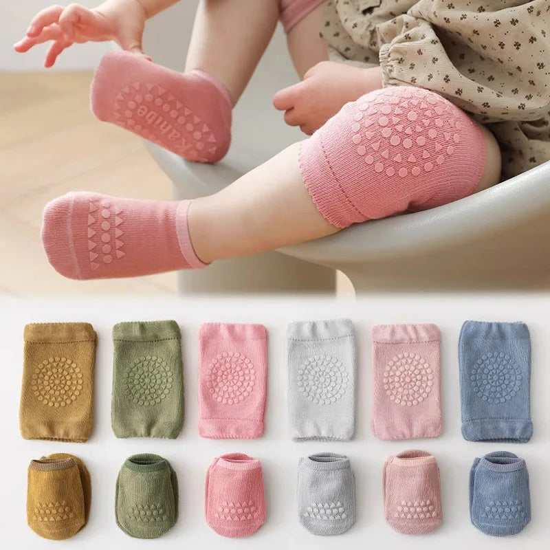 1 Set Baby Socks and Kneepads Non-Slip Children Boys Girls Kids Toddler Learning to Walk Floor Socks Knee pads