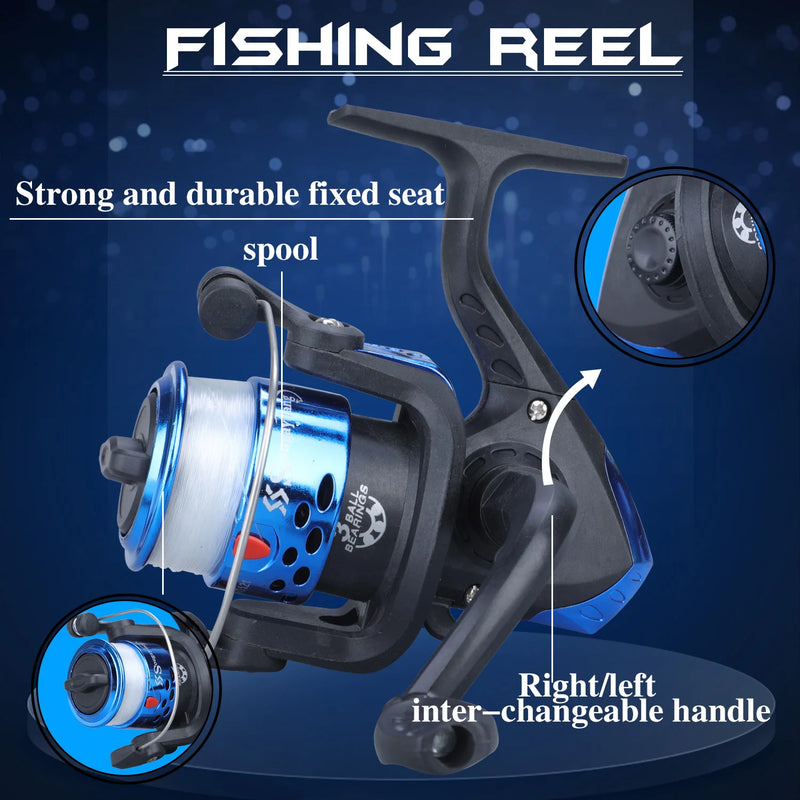 Sougayilang Telescopic Fishing Rod Reel Set 1.8m Fiberglass Spinning Rod and 5.2:1Gear Ratio Reel for Saltwater Freshwater Pesca