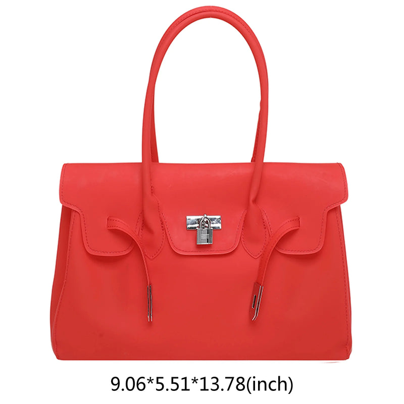 Korean PVC Waterproof Beach Shoulder Bag 2026 Summer Y2K Candy Color Jelly Bags Trendy Dopamine Fashion Tote Underarm Handbag