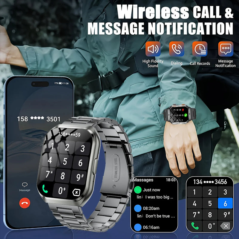 New Smart Watch Man 1000mAh Long Standby Outdoor Smartwatch Men IP68 Waterproof Heart Rate Sport BT Call Big Battery Smart Watch