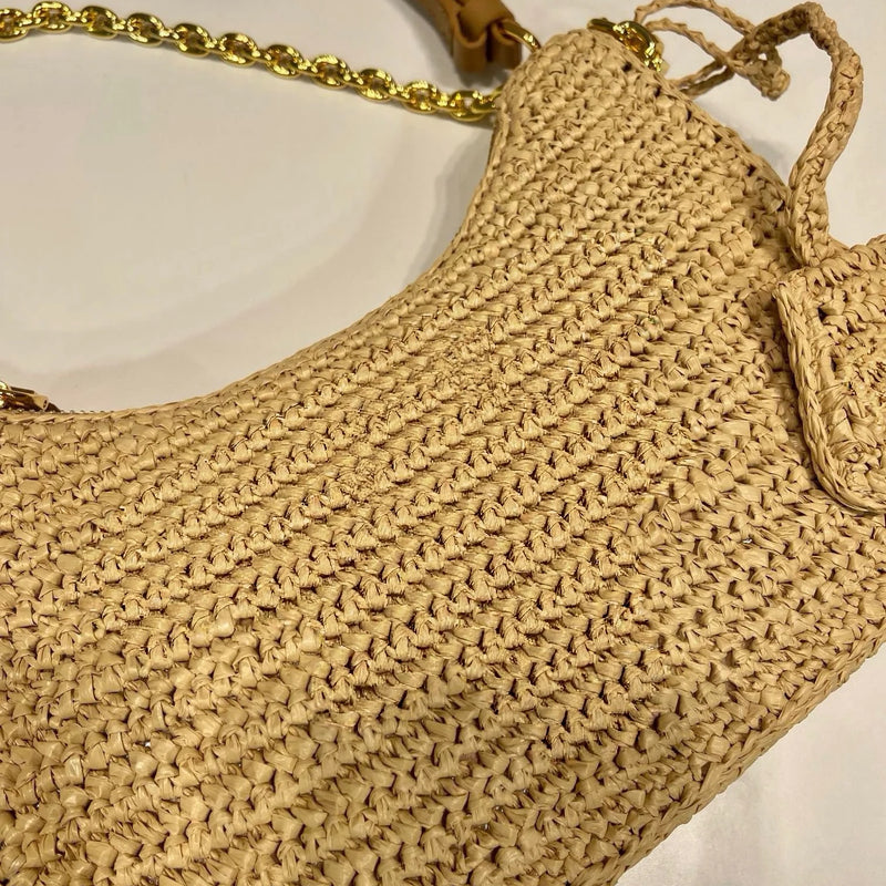 Luxury Designer Brand Handmade Straw Bag Female Shoulder Bag Women High Quality Handbag Shoulder Bag Luxury Bags For Woman