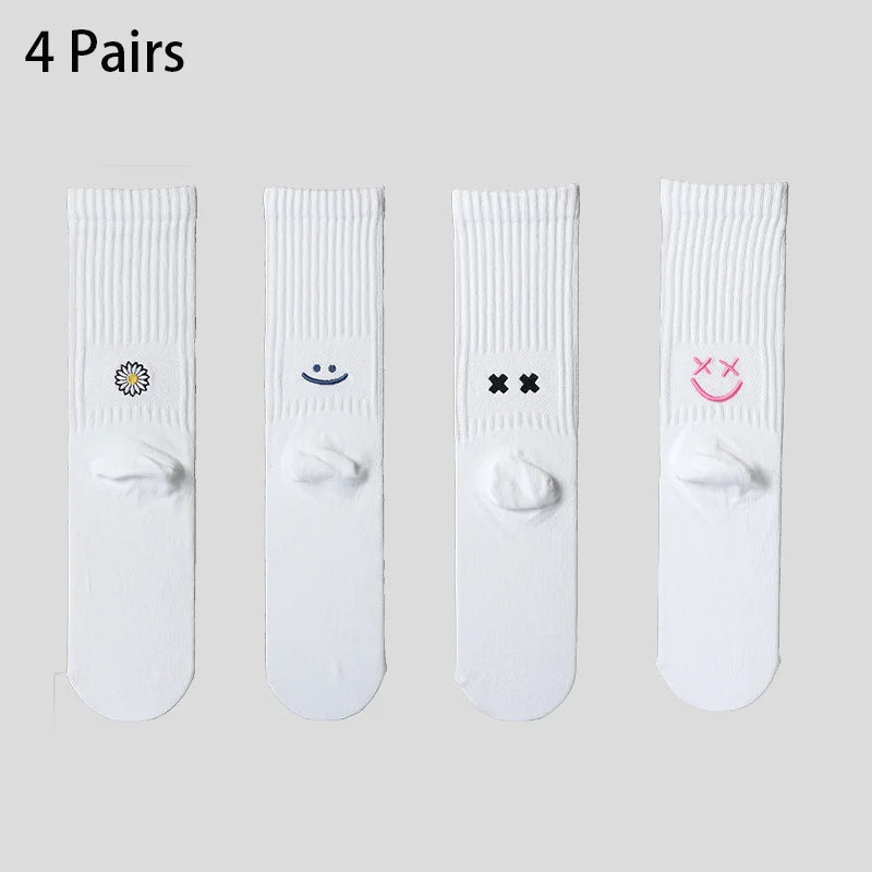 4 Pairs Men's Cotton Work Socks Long Running Breathable | SAMAG