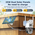 4G SIM Solar Camera AOV 24 Hours Record Built-in 31200 MAh Battery Outdoor Surveillance 60X Zoom Cam Auto Track 25W Solar Panel