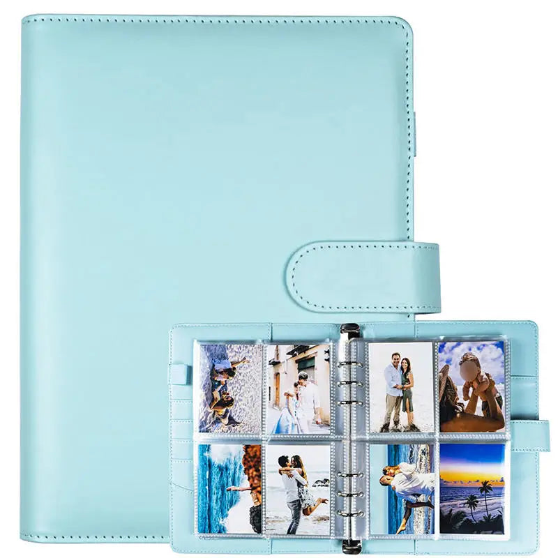 A5 Notebook Photocard Binder with 4 Pockets Sleeves, 6 Ring  PU Leather Binder Loose Leaf Personal Organizer Photo Binder Book