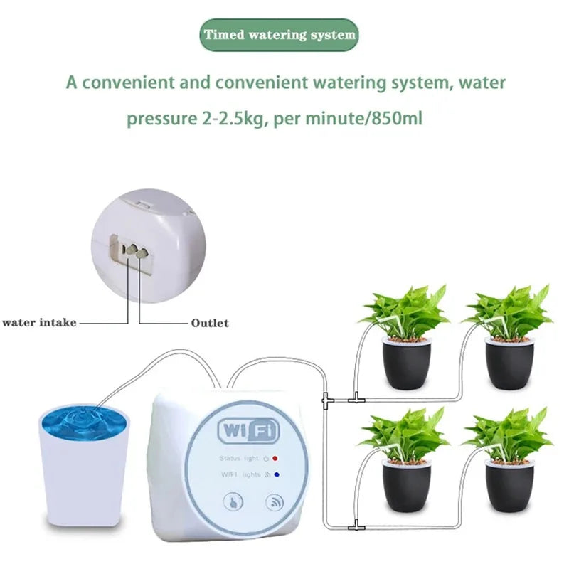 WiFi Automatic Watering Set Adjustable Drip Irrigation System for Balcony Garden Potted Plants Timing Watering Device
