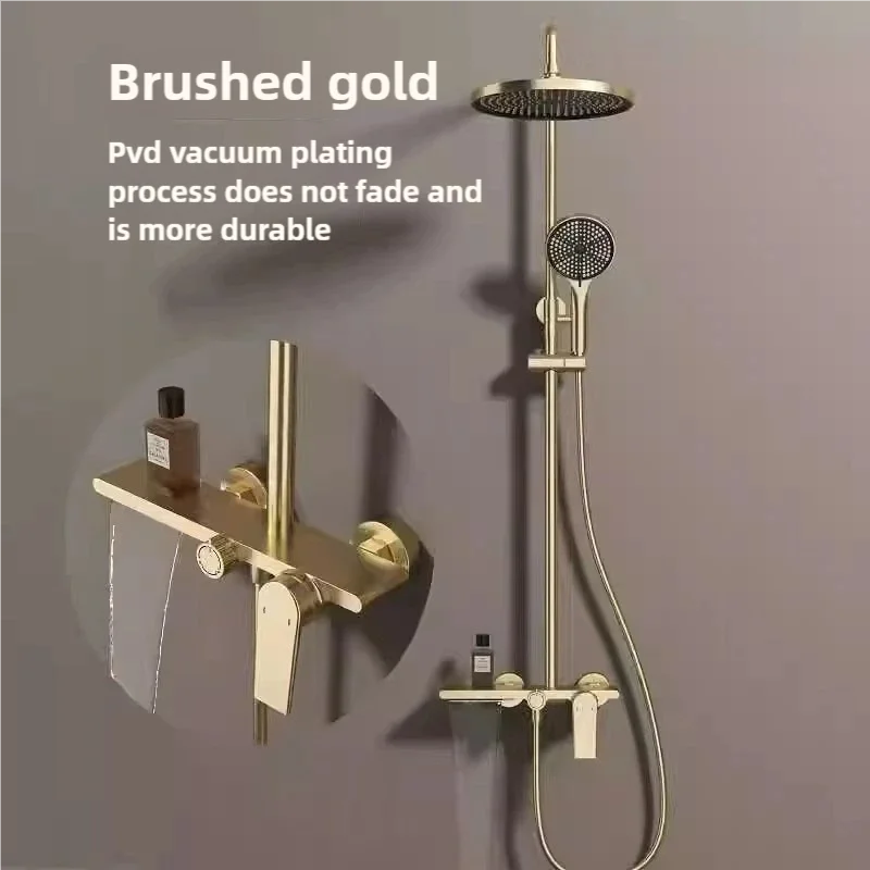 Golden Shower Set Bathroom Multi Function Spout Mixer With Shower Hand Hotel Apartment Bathtub Booster Shower Systems Set
