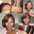 13x4 Lace Wig Side Part Pixie Cut Wigs 100% Virgin Hair Side Part Peruvian Straight Bob Wig Transparent Lace For Black Women
