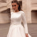 Elegant A Line Women's O Neck Appliques Wedding Dresses - View 3 | SAMAG