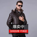 2026 Winter New Fur One Coats Men's Business Leisure Leather Jacket Thick Men Fur Clothing Sheepskin Hooded Jackets Detachable