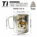 Titanium Mug Double-Layer Anti-Scald Titanium Cup Camping Coffee Cup 450ml Cat and Dog Themed Couple's Cup