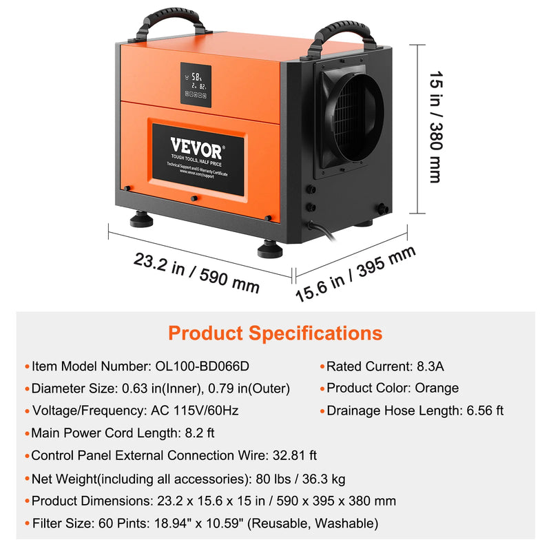 SucceBuy  Commercial Dehumidifier with Drain Hose for Crawl Spaces Basements Warehouse & Job Sites Large Capacity Dehumidifier