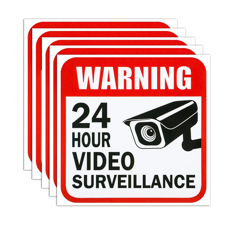 5 Sheets/Pack 5*5in 24 - Hour Surveillance Warning Label - View 2 | SAMAG