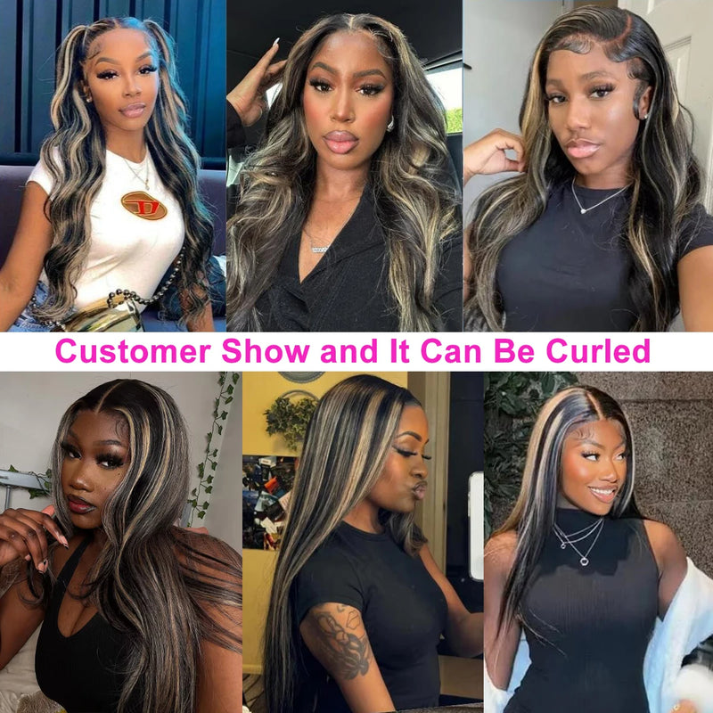 Upgrade 13x6 Highlight Wigs Human Hair for Women 1B 27 Blonde Lace Front Wig Pre Plucked 13x4 Highlight Blonde Human Hair Wigs