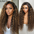 UNice 7x5 Bye-Bye Slip™ Lace Balayage Highlights Water Wave Wig With Drawstring Unbox Side Part Wear Go Glueless Human Hair Wigs
