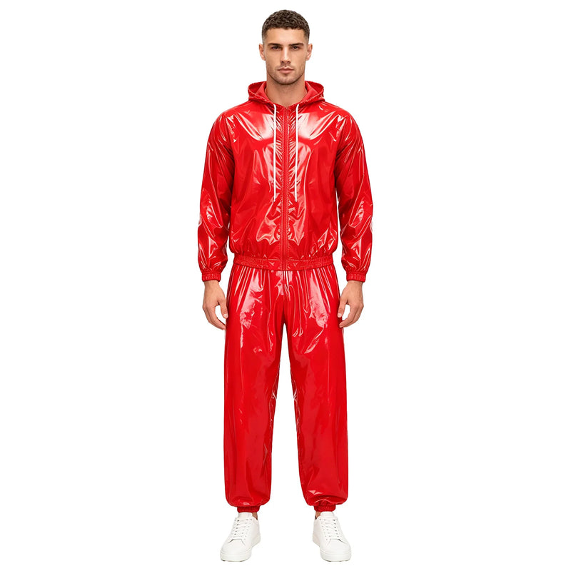 Men's Sauna Tracksuit Set Zipper Hoodie Drawstring Pants | SAMAG