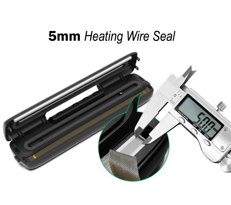 220V Electric Vacuum Sealer Packaging Machine with Free 15pcs Vacuum Bags Machine Household Black Food Vacuum Sealer