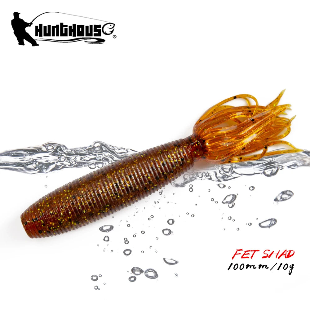 Hunthouse Fat Ika Soft Fishing Lure 10cm 10g 4pcs/bag Easy Shiner Shad Lures Silicone Leurre Souple Fishing Black Bass Perch