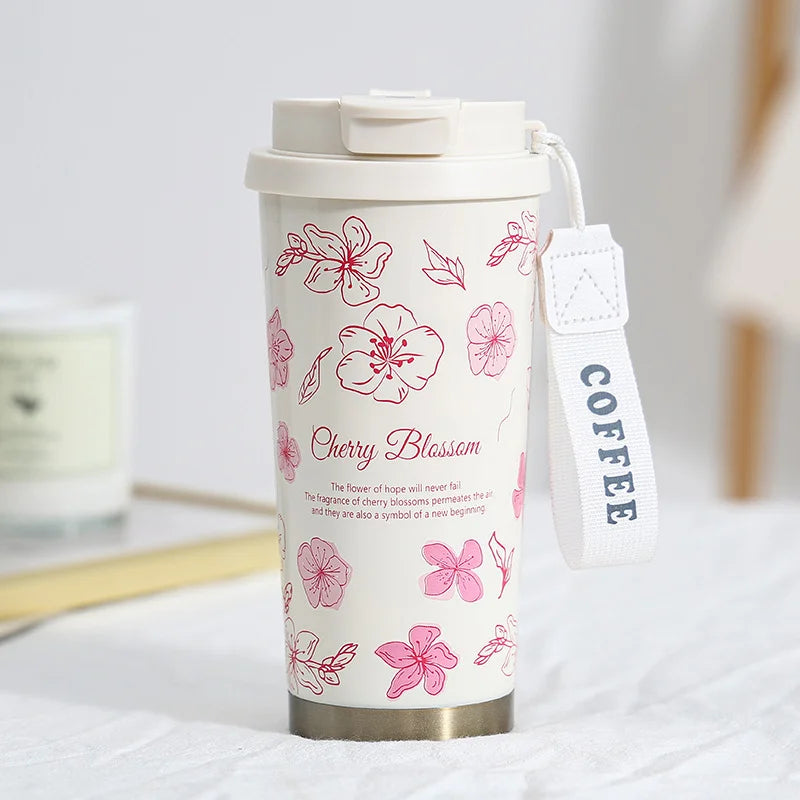 500ML Thermo Cafe Coffee Mug Car Thermos Mug LeakProof Travel Thermo Cup for Tea Coffee Stainless Steel Water Bottles for girls