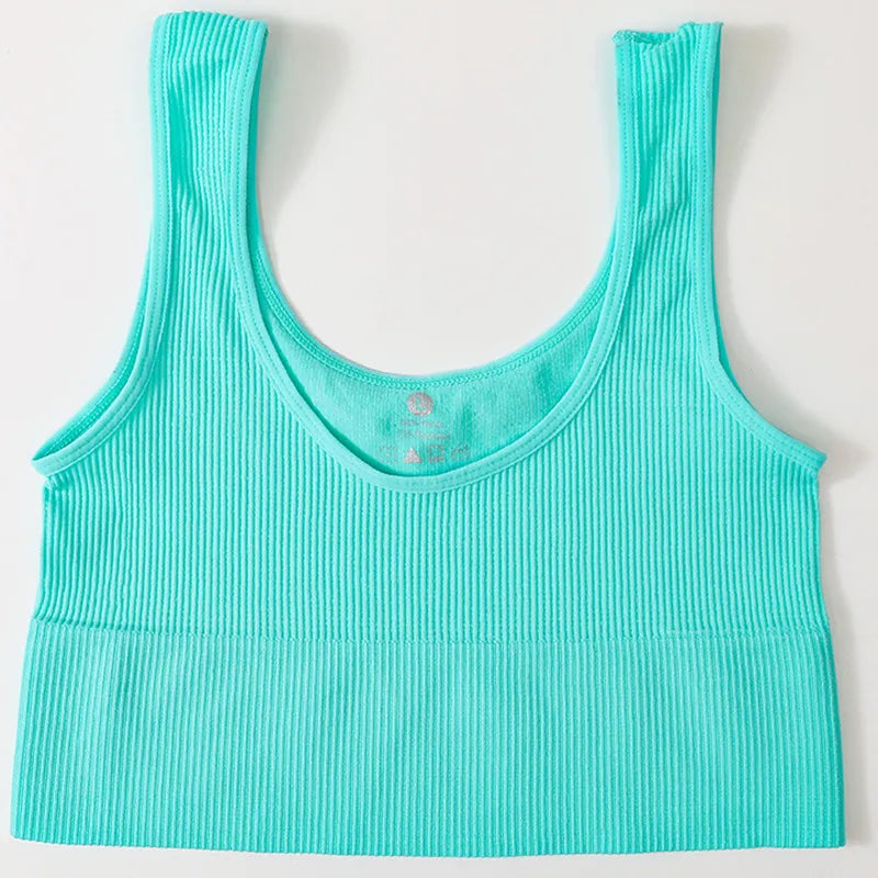 Women's Ribbed Bra Seamless Tank Top Comfort Sports Bralette Wireless Activewear Underwear Stretchy Vest Lingerie Intimates M-XL