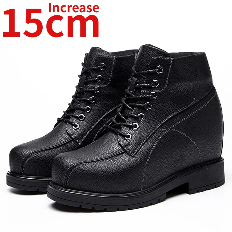 Host's Stage Walk Show Design Elevated Boots Shoes Men 15cm Extra Tall Boots Invisible Increased Thick Sole Pantshoes Shoes Man