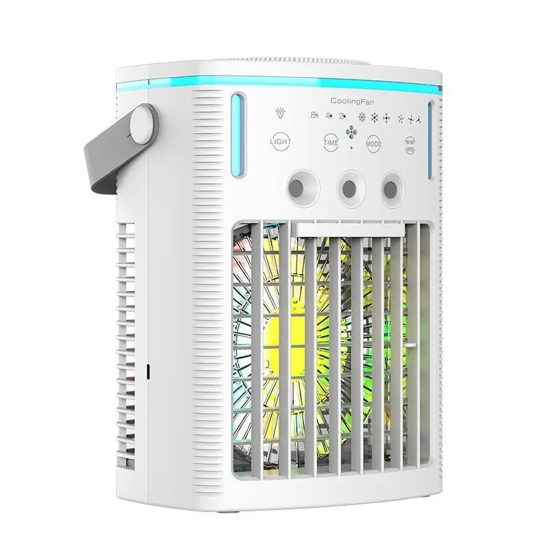 Small Household Summer Cooling Equipment Mini USB Desktop Air Conditioner Fan With Mist Spray Humidifying Feature Portable Cold