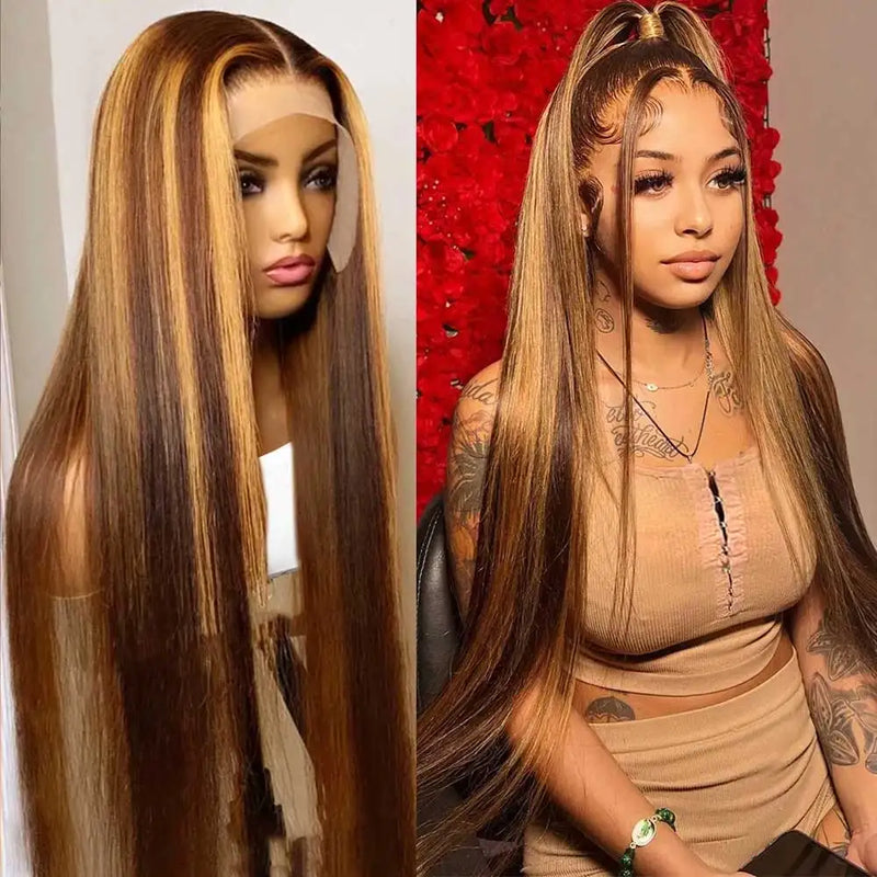 Highlight Wigs Colored Straight Lace Front Human Hair Wigs For Women Honey Blonde Straight 13x4 Hd Lace Frontal Wigs Human Hair