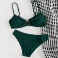 Sexy U-shape Metal Ribbed Jasper Bikinis Sets Two Pieces | SAMAG