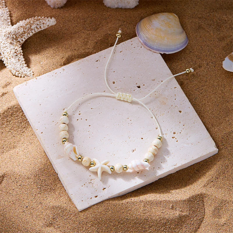 Bohemia Shell Conch Starfish Bracelet for Women Handmade Adjustable Rope Summer Beach Party Jewelry - Visuel 9 | SAMAG