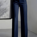 Women High Waisted Wide Leg Office Trousers, Solid Black - View 7 | SAMAG