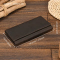 Men's Vintage Crazy Horse Leather Chain Wallet Genuine Leather Bifold Long Wallet Snap Card Holder Purse Zipper Coin Rfid Pocket