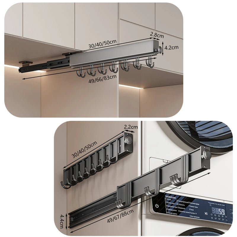 Multi - Purpose Sliding Hook Rail Top Mount Side Self Adhesive Drilling Dual Use Aluminum Stainless Steel - View 6 | SAMAG