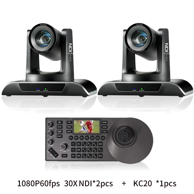 NDI PTZ Camera 30X Zoom 1080P60fps PTZ Camera with POE HDMI SDI USB+PTZ Camera Controller ideal for Live Streaming and Broadcast