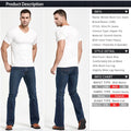 Mens Winter Stretch Denim Jeans Thicken Warm Pants Slim Slightly Flare Trousers Boot Cut Fit Polar Fleece Jeans