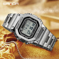 SANDA 2162 Men's Electronic Watch Square Waterproof Multi Functional Wrist Watch Square Fashion Night Light Steel Digit Watches