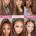 40 44 Inch Curly Highlight Wig Human Hair Deep Wave 13x6 HD Frontal Wig 4/27 Honey Blond 13x4 Water Wave Lace Front Wigs Raw Human Hair Wigs For Black Women 250% Pre Plucked Natural Hairline
