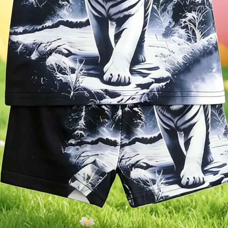 Summer Boys Ink Wash Tiger All Over Print Short Sleeve - View 6 | SAMAG