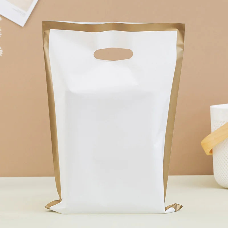 50pcs Customized Logo Colorful Shopping Bags with Handles Plastic Gift Bags for Business Clients Printed Logo Plastic Bags