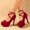 Fashionable Pointed Toe High Heels with Belt Buckle Thick Heel Women's Shoes Spring New Style Large Size Low Heel Single Shoes